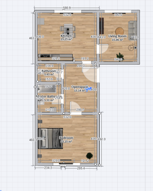 Pronájem bytu 2+1 - vizualizace