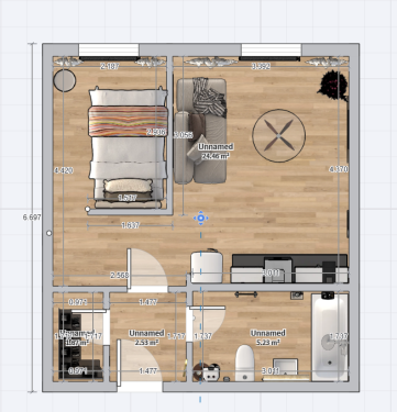 Pronájem bytu 2+1 - vizualizace